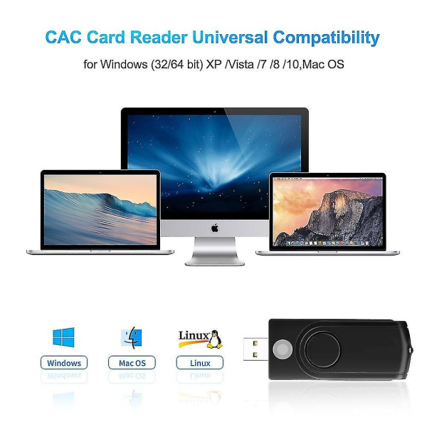 Multifunktionell USB smartkortsläsare kompatibel med Windows (32/64 bitar) Xp Vista /7 /8 /10,mac Os (FMY)