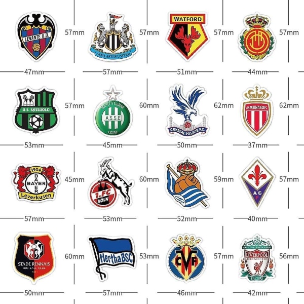 100 stk. fodboldhold logo klistermærker, fodboldklub klistermærkepakke, vandtætte vinylklistermærker, VM-kampklistermærker til bærbare computere (FMY)