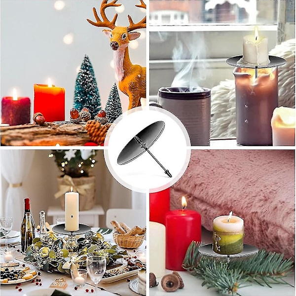 Krans Lysestager, 8 cm Adventslysestage, Metal Lysestager, Julelys Plade med Spids 8 stk  (FMY) Black
