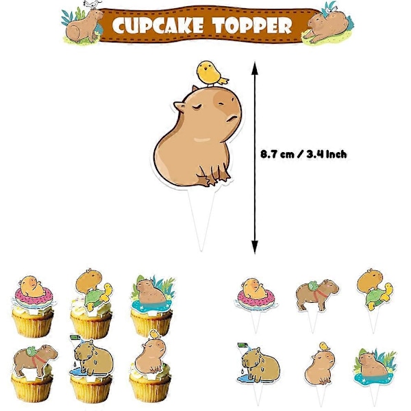 2024 Capybara Barnkalas Dekorationer Tillbehör LYCKLIG FÖDELSEDAG Banderoller Ballonger Tårta Toppar Set (FMY)