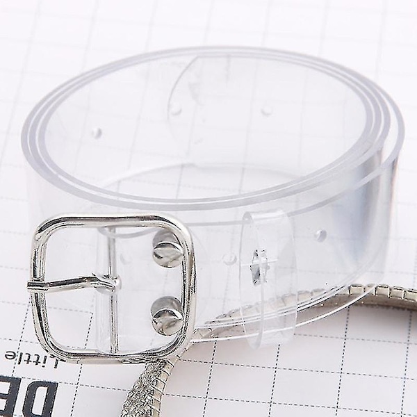 Womens Transparent Waistband Pin Buckle Design Clear Waist Belt-fg  (FMY) Sliver Square