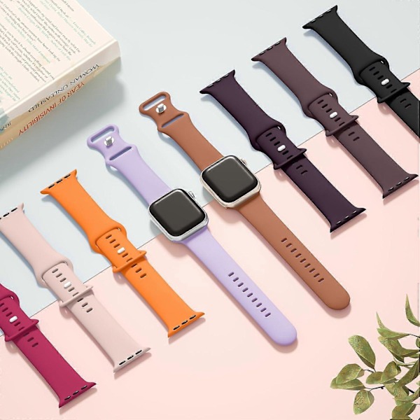 Apple Watch -rannekkeet 42 mm 44 mm 45 mm 49 mm, Päivitetyt silikonirannekkeet iWatch Series 9 8 7 6 5 4 3 2 1 SE Ultra/Ultra 2/Savunvioletti (FMY)