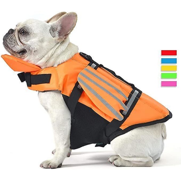 Vinger Design Hunde Redningsvest, Hunde Flotasjons Livredder Preserver Badedrakt Med Håndtak  (FMY) Orange XL (Chest Girth 70-95 cm)