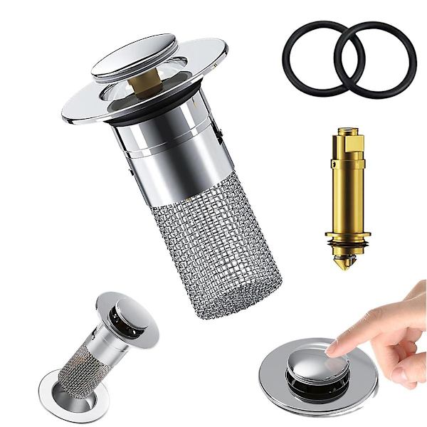 -Oppvaskkum Sil Drain Sil med Avtakbar Rustfritt Stål Sil Kurv Fangst, Vaskepropp Erstatning,  (FMY) Silver