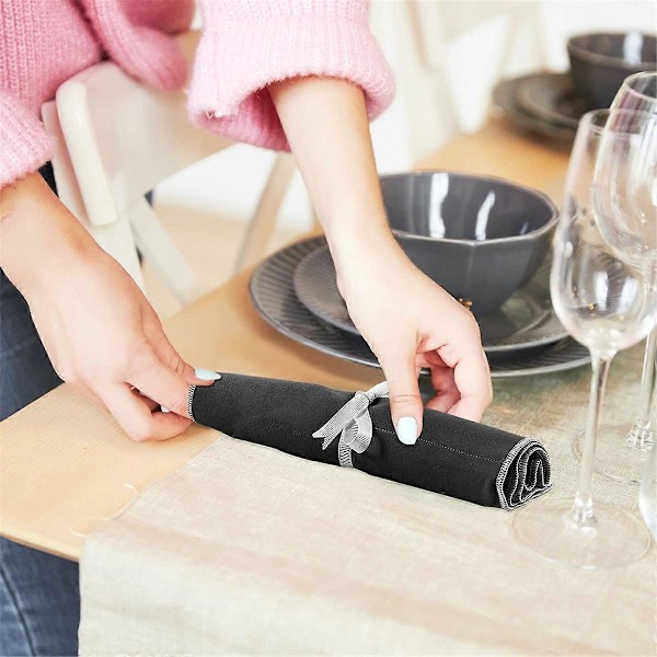 Sølv Oppbevaringsposer Sølv Oppbevaringsduk Filt Bestikk Organizer Anti Anløps Sølv Beskyttelsesposer (FMY) Black