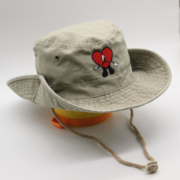 Ämpärihattu Un Verano Sin Ti Bad Bunny Love Heart Rope Folding Aurinkosuoja Hengittävä Miehet Naiset Kesä Kalastajan Hattu Ulkoiluun (FMY) Khaki