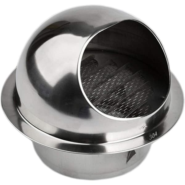 Ventilationsrist, 4\" rund vægmonteret emhætteventilationsudgangsrist i 304 rustfrit stål (ø100mm)（FMY）