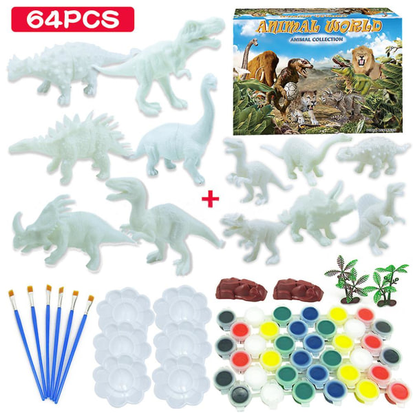 DIY Børne Dinosaur Maleri Kit - 3D Dyr Model Graffiti Legetøj - Sjovt Håndværk til Børn - Perfekt Gave (FMY)