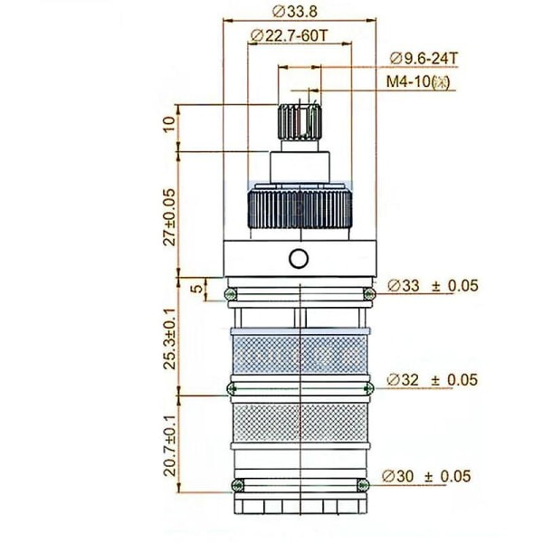 Krom termostatisk bruserhane udskiftningspatron i et stykke alt kobber termostatisk vandhaneventil Core Temperature Sensorlilaris (FMY)