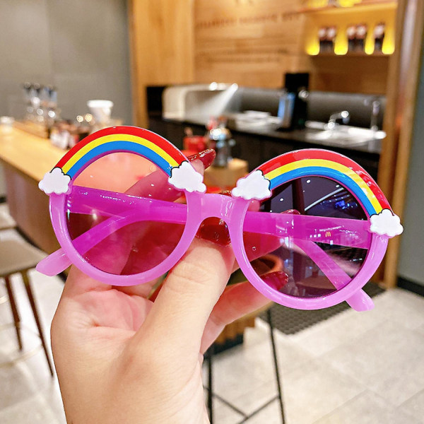Barnesolbriller Søt tegneserie Rainbow Babybriller Gutter og jenter Personlighet Solbriller ---lilla (FMY)