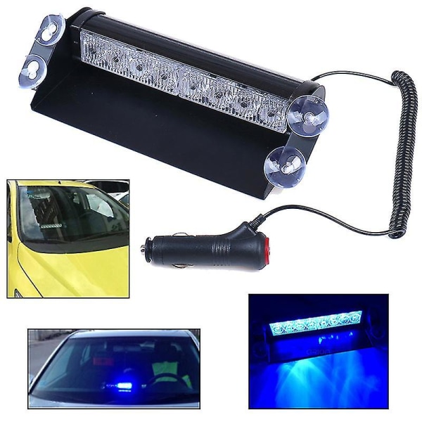 8 Led Blue Emergency Police Car Truck Dashboard Warning Flash Strobe Light