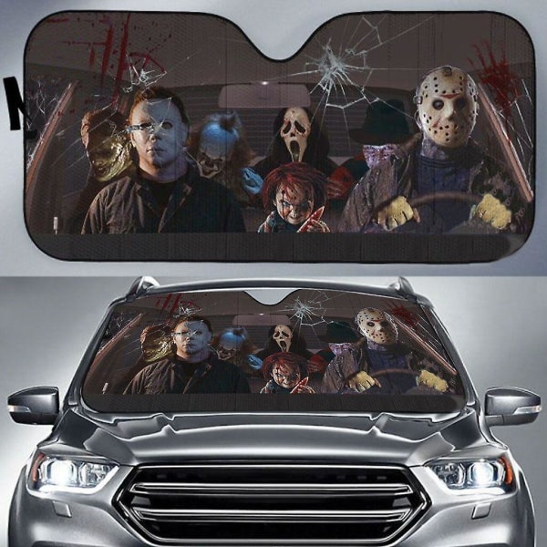Horror Movie Car Sunshade Jason Voorhees , Freddy Krueger, Pennywise Car Sunshade Horror Movie Characters (FMY) Gold