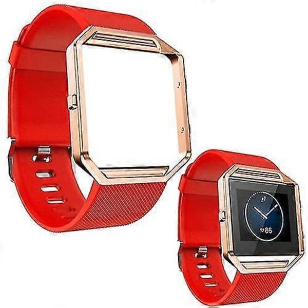 Mjuk Silikonarmband för Klocka, Ersättningsarmband för Sport med Roséguldram för Fitbit Blaze (FMY) Rose Red