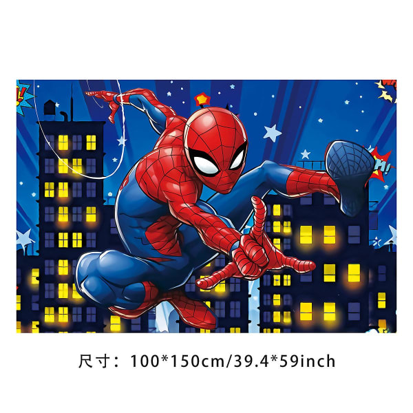 Spider -man Tema Födelsedagsfest Dekorativa tillbehör Superhjälte Pull Flag Papperstallrik Papperskopp Bordsduk Set (FMY)
