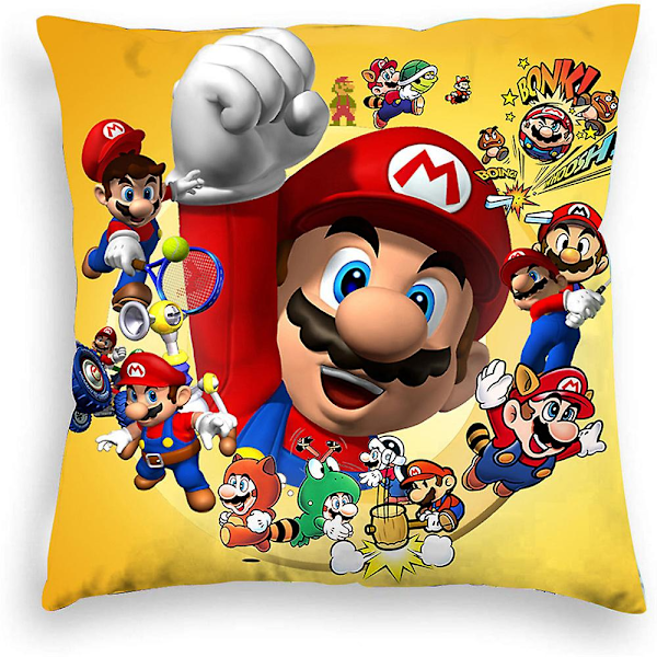 Super Mario Bros-tema kuddfodral prydnadskudde hem soffa säng barnrumsdekoration  (FMY) B