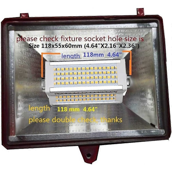 R7S LED-lamppu 50W lämmin valo himmennettävä 3000k kaksipäinen J118 J-tyyppi 118MM LED-kohdevalo 5000LM 500W vastaava halogeenikatuvalo 200 astetta (FMY)