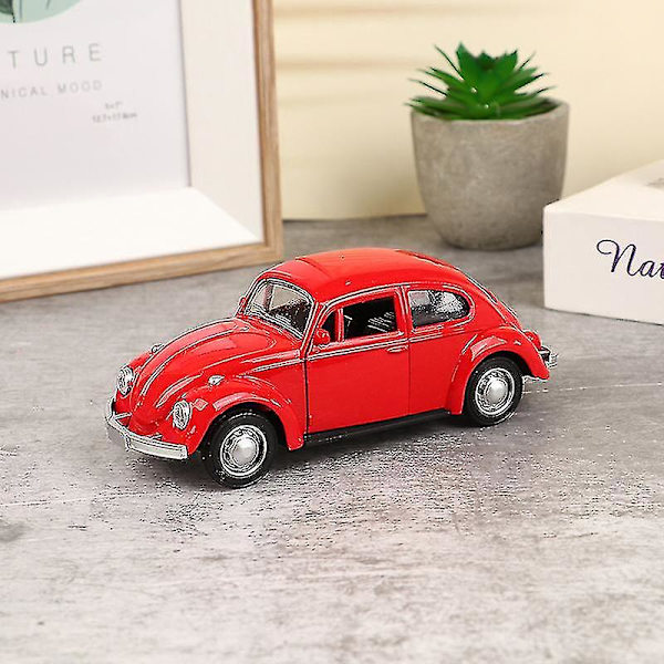 Retro Beetle Diecast Pull Back Bilmodell Leksak För Barn Present Dekor Figurer (FMY) Red