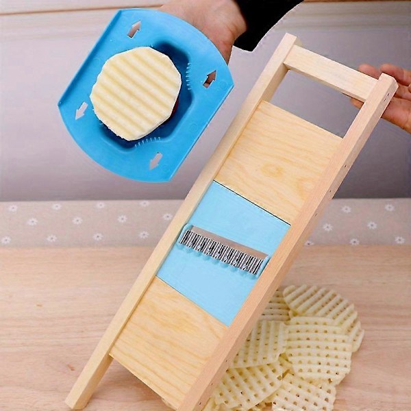 2 stk, Potetgittermaker og håndbeskytter, Bølgeformet hakkemaskin i rustfritt stål, Potetskrivere, Hakkemaskin i rustfritt stål for grønnsaker, Multifunksjonell (FMY) Blue 2pcs