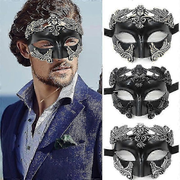 Antik Grekisk Spartan Krigare Romersk Maskeradmask Män Venetiansk Mask Bröllopsboll Mask Mardi Gras Mask (FMY) Silver
