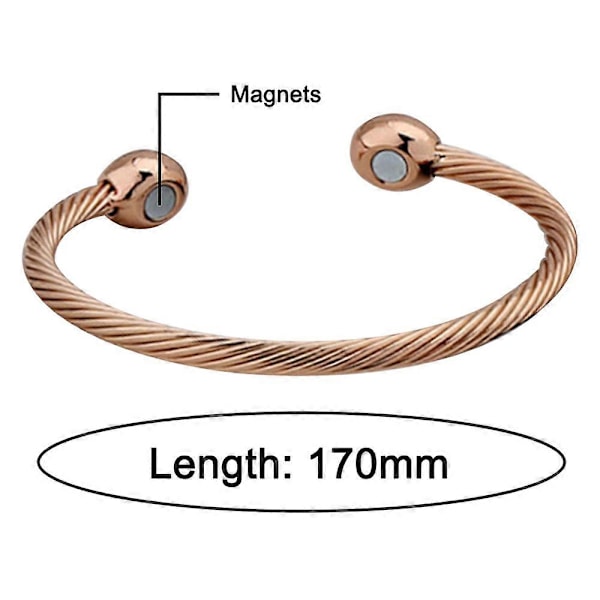 Magneettinen kuparirannekoru terapiaan, nivelreuman kivunlievitykseen, magneettinen rannekoru (FMY) Rose gold