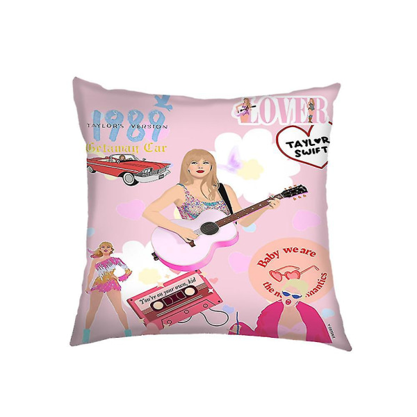 18x18 tommers Taylor Swift lin putetrekk putevar sofa bil hjemmekontor dekor Swiftie fans gaver  (FMY) C