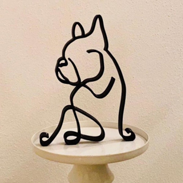 Modern Abstrakt Minimalistisk Metall Hund Skulptur Dekoration Staty Djur Konst Prydnader (FMY) Bulldog