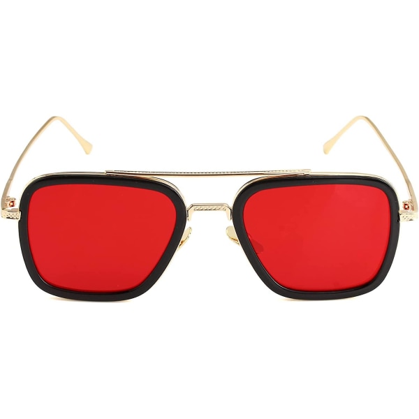 Wekity Solbriller Vintage Firkantet Metal Stel Briller Til Mænd og Kvinder - Iron Man And Spiderman Solbriller (FMY)