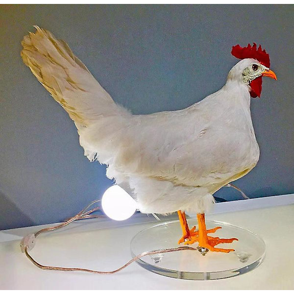 Kylling Led Lampe Egg Nattlampe Utstoppede Egg Skrivebordslampe, 14 * 15 * 6cm, hvit (FMY)