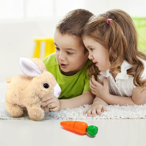 Elektronisk plyschkaninleksak, interaktiv leksak för påskharen, lekfull kanin som hoppar runt gör ljud vickar med öronen (FMY) yellow