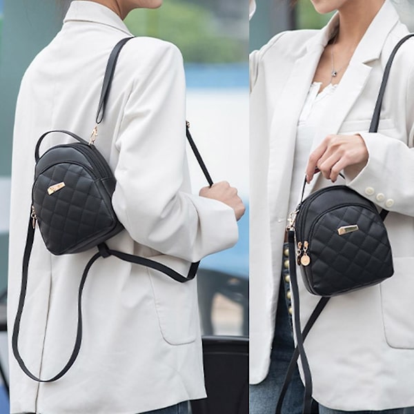 Flickor Casual Daypack Kvinnor Pu Läder Ryggsäck Studenter Liten Skolryggsäck  (FMY) White