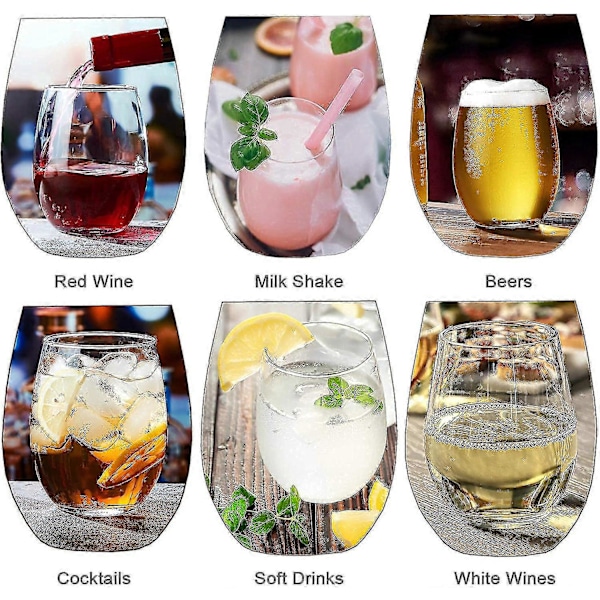 Stemlösa Vinglas, Klart Dricksglas, Set om 4, Sommardrycker, Vinglasset, Perfekt Present, Okrossbart Glas, Partyglas (FMY)