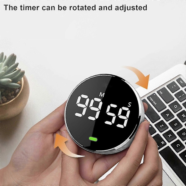 Digitalt LED Timer Manuel Nedtællings Alarmur Magnetisk Stopur Brusebadstimer (FMY) Black