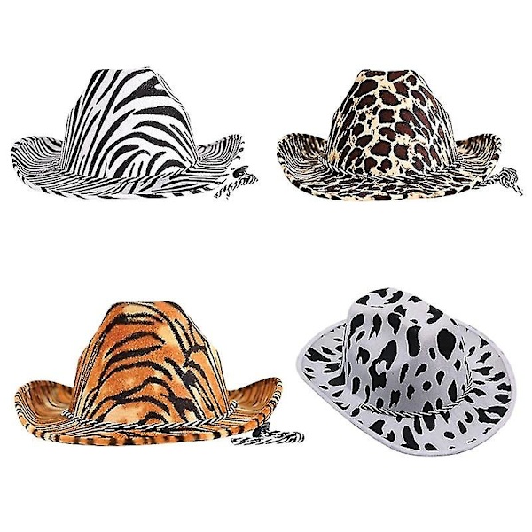 Cowboy-hattu Kesäaurinkohattu Western Cowgirl Hat eläinpainatuksella Aikuisten koko Rave Cow Girl Hat miehille  (FMY) Zebra hat