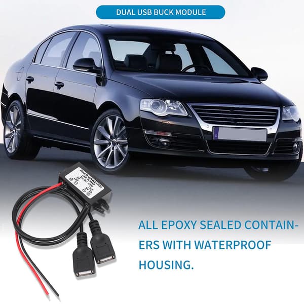 DC-konverter 12V til 5V 3A Dobbelt 2 USB til Auto Power Regulator Spænding (FMY) As shown