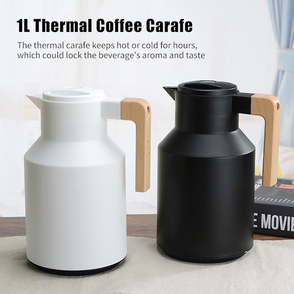 1L Termisk Kaffekaraffel Dobbel Vegget Termisk Karaffel Termoskanne Med Trehåndtak Vannkoker Insu (FMY) Green