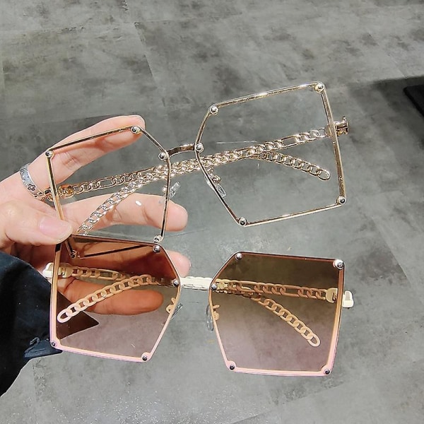 Wekity overdimensjonerte solbriller for kvinner Store, store firkantede skygger med bred innfatning Retro Trendy mote Uv-beskyttelse (FMY)