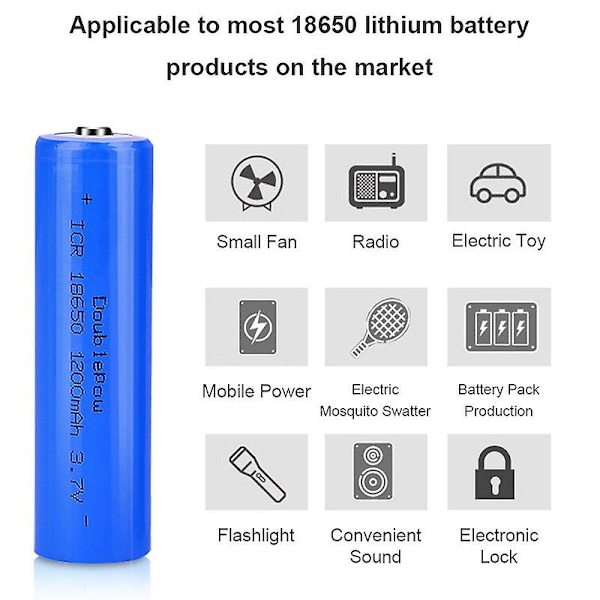 DOUBLEPOWER 18650 3.7V 1200mah spids batteri genopladeligt lithium batteri (FMY) 2 PCS