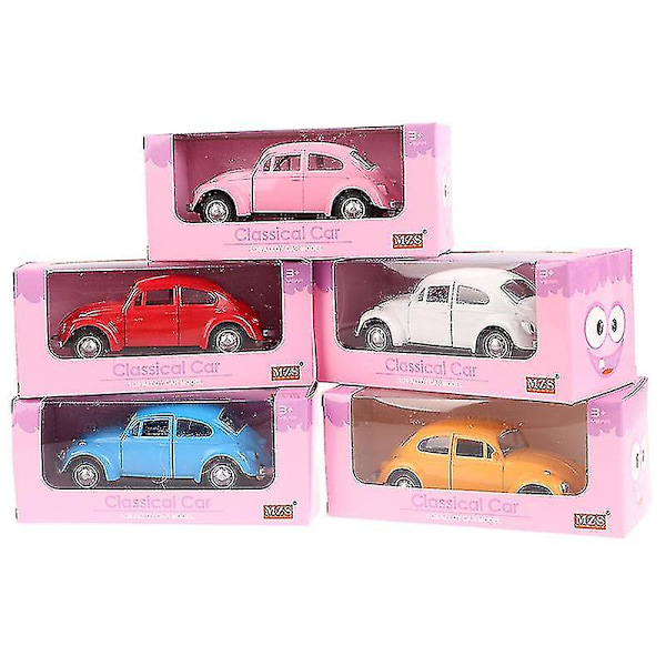 Retro Beetle Diecast Pull Back Bilmodell Leke Barn Gave Dekor Figurer (FMY) Yellow