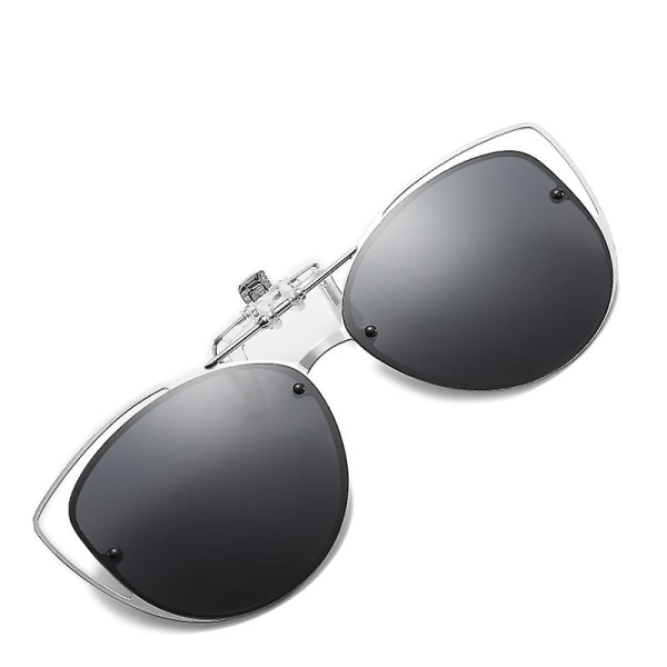 Polariserede damesolbriller med klips-på-klip med funktionsegnet, vintage Cat Eye udendørs solbriller til damer-sort (FMY)