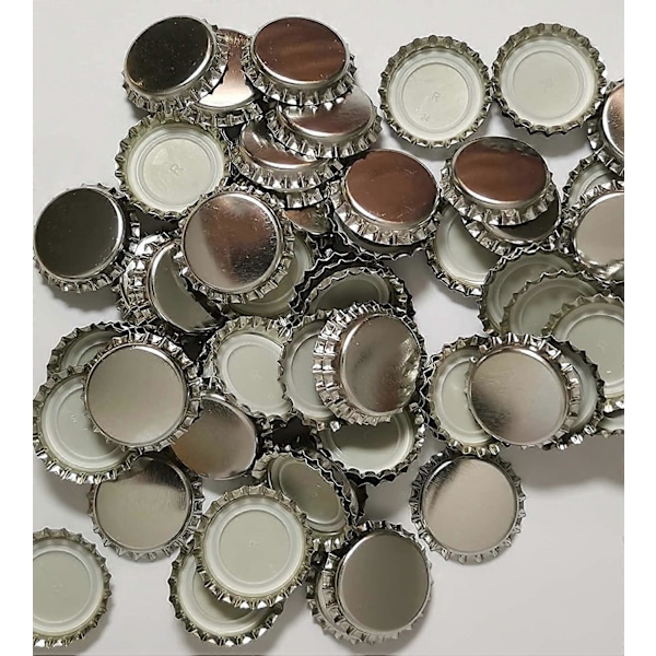 Kronkorke Metallic - Pakke med 100 - Ølbrygning (Sølv Kronkorke) (FMY)