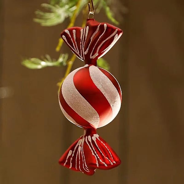 Forgylte Røde Lollipop Julekulepynt 6stk/pakke Juletrepynt Nyttår 2024 Julehjemmedekor Navidad (FMY) blue spiral