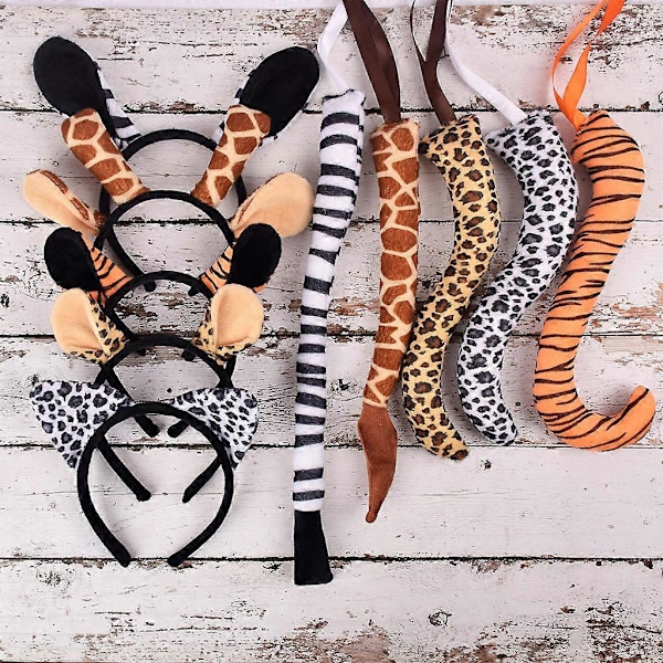Zebra Giraf Ører Hårbøjler Hale Sæt Dyre Udklædningssæt til Cosplay (FMY) Zebra