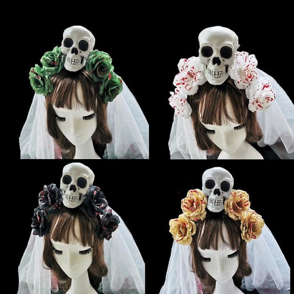 Halloween Headband Ghost Festival Bride Veil Skull Skull Horror Bloody Plasma Muovikukka Bloody Hand Veil (musta), wz-1655 (FMY)