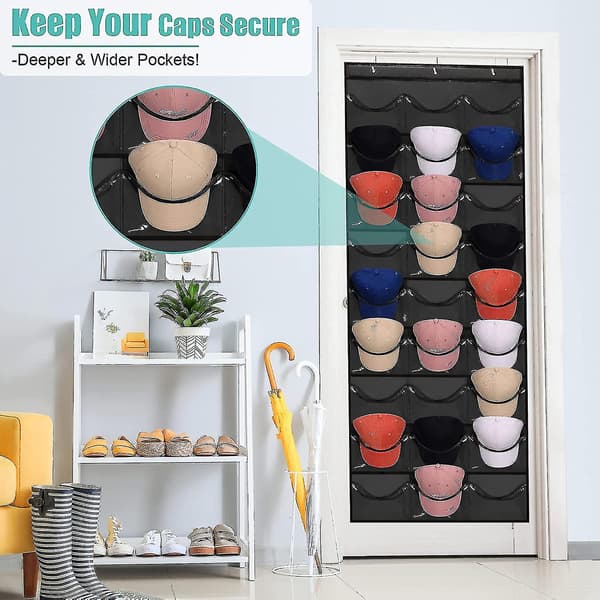 Lippistelkka 27 Taskulla Hat Organizer Hat Organizer Kaappiin Seinälle, Musta (FMY) grey