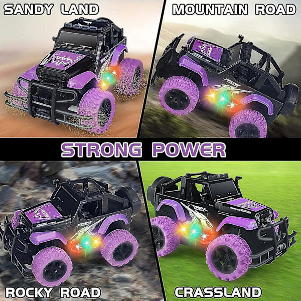 Radiostyrd Bil, Radiostyrd Lastbil Rc Bilar För Pojkar Flickor 3 4 5 6 År Gåvor, 1:20 Skala Offroad Lastbilar - Bästa Rc Leksaker (#lila)  (FMY)
