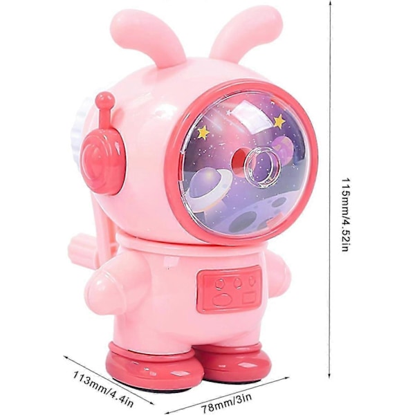 Blyantspidser, 3 Gear Justerbar Farveblyantspidser, Rumraket Form Høj Kapacitet Spånebakke, Manuel Blyantspidser (FMY) Pink
