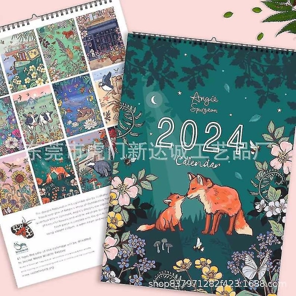 2024 Natur- og dyrekunst-vægkalender Nytårs-vægkalender i høj kvalitet (FMY)
