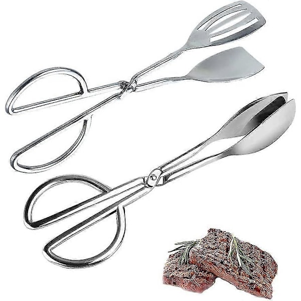 Köksstänger i rostfritt stål, 2 stycken salladsstänger i rostfritt stål, salladsstänger, bufféstänger, salladsbufféstänger (silver) (FMY)