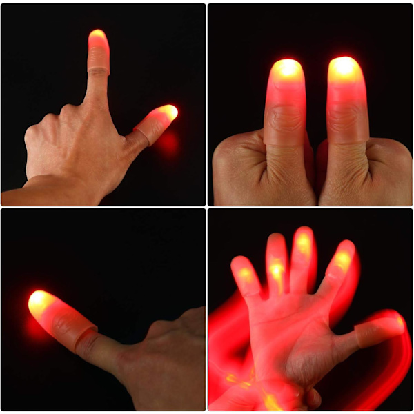 10 stk. LED fingerlys tricks fingerlys tommelfingerlys fingerprank legetøjsværktøj til at udføre Halloween (FMY)