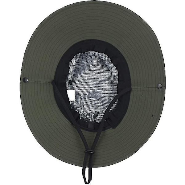 Dam sommar solhatt bred brätte utomhus UV-skydd hatt hopfällbar hästsvans hink keps för strand fiske vandring  (FMY) Army Green